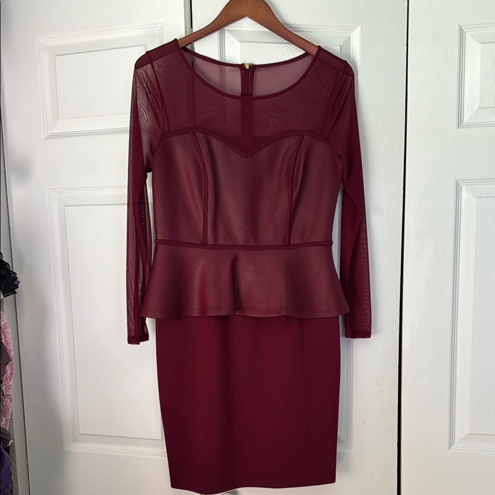Elegant Burgundy Peplum Dress